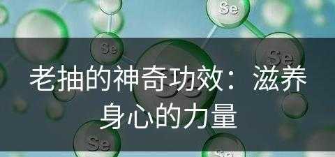 老抽的神奇功效：滋养身心的力量